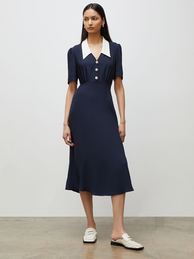 Finery Lindy Contrast Collar Midi Dress - ShopStyle