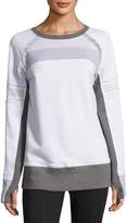 Thumbnail for your product : Blanc Noir Long-Sleeve Mesh Mix Pullover, White/Gray