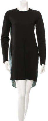 Derek Lam 10 Crosby Long Sleeve Leather-Trimmed Dress