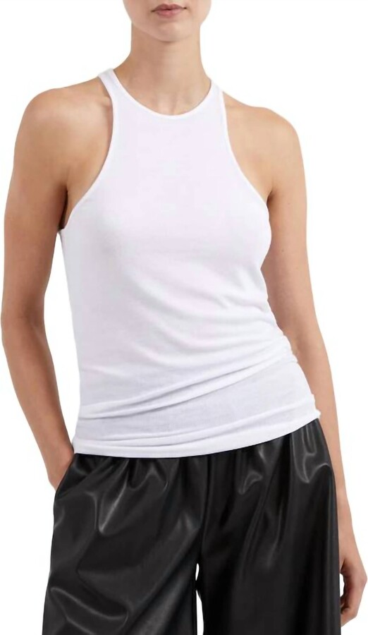 ATM Anthony Thomas Melillo Modal Rib Reverse Racer Tank Top In White