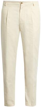 DE BONNE FACTURE Pleated cotton chino trousers