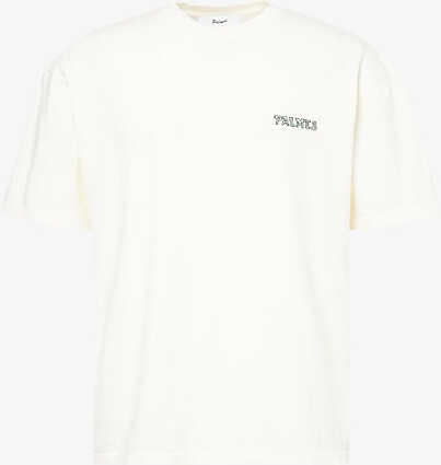 Palmes Mens Broken White Logo-Print Relaxed-Fit Cotton T-Shirt Xl