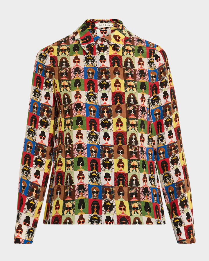 Alice + Olivia Willa Staceface Placket Top