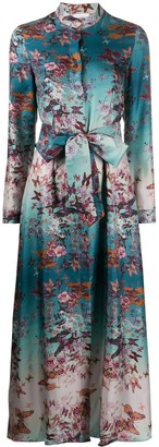 813 Floral-Print Belted Shirt Dress
