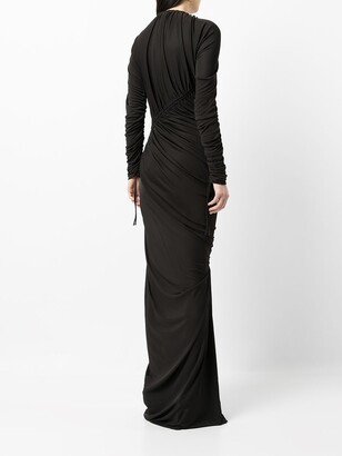 Bottega Veneta Ruched Asymmetric Long Dress