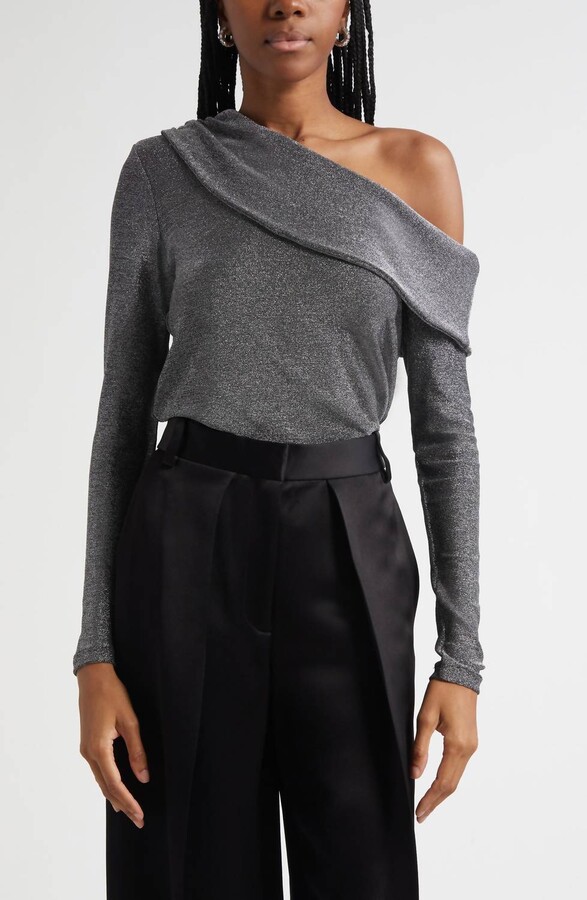 Ramy Brook Carrie One Shoulder Top In Silver