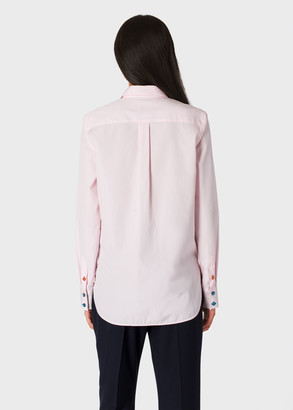 Paul Smith Women's Slim-Fit Light Pink Cotton Shirt With 'Signature Stripe' Cuff Lining