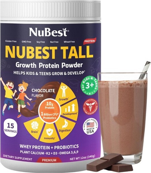NuBestTallProtein-HeightGrowth&BoneStrengthChocolateShakewithProbioticsforKids&Teens,Ages3+,15Servings