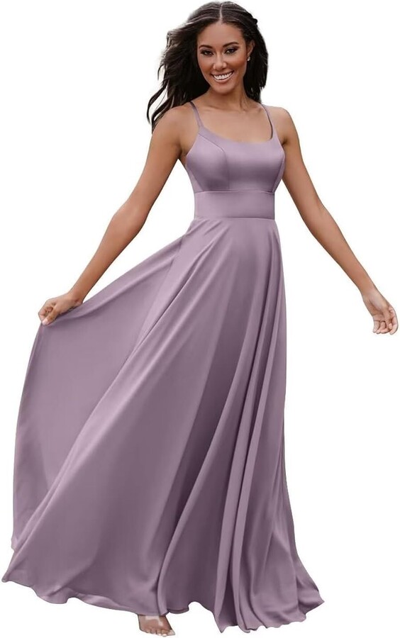 FHMRV Women's Spaghetti Straps Chiffon Bridesmaid Dresses Long