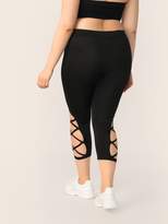 Thumbnail for your product : Shein Plus Cutout Lace Up Side Crop Leggings