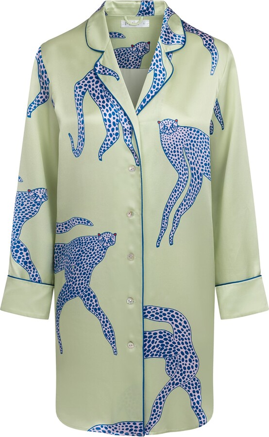 Green / Pink / Blue Women’s Oversized Silk Sleep Shirt