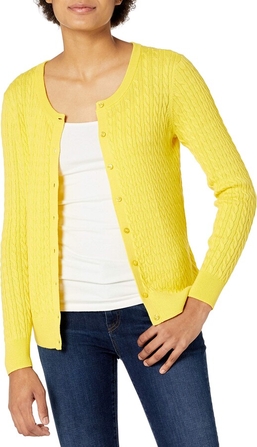 Essentials Womens Plus Size Lightweight Crewneck Cardigan Sweater