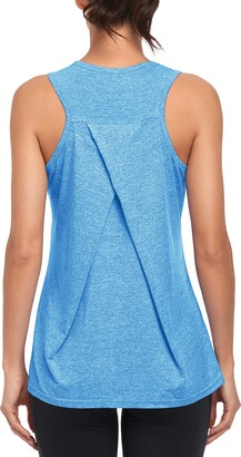 MGOOL Women's Workout Yoga Tops Mesh Sleeveless Running Shirts Gym Tank Top  Lightweight Sport Vest Tops(Gray XL) - ShopStyle