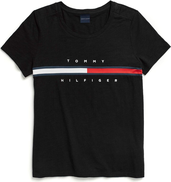 Tommy Hilfiger womens Adaptive With Magnetic Closure Signature Stripe Tee T  Shirt - ShopStyle