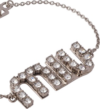 Miu Miu Crystal-Embellished Logo Bracelet - ShopStyle