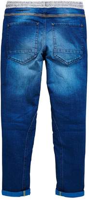 Very Boys Regular Rib Waist Jog Jeans - Mid wash