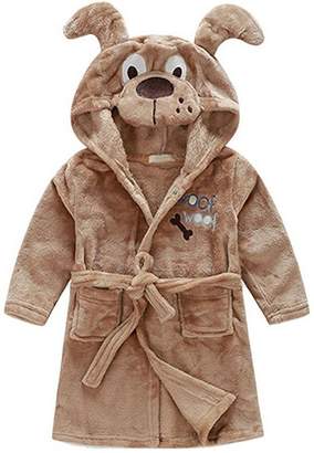 BELLE-LILI Kids Girls Fleece Robe Cotton Animal Dinosaur Hooded Bathrobe (4T-5T, )