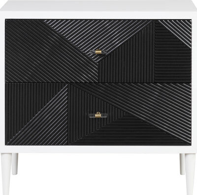 Latitude Run White & Black 2 Nightstand - Adds To Bedroom With Front And Accent 2 Drawers For