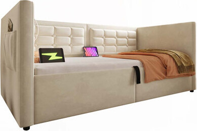 Latitude Run Daybed Hydraulic Storage Twin Bed Frame with USB & Type-C Charging