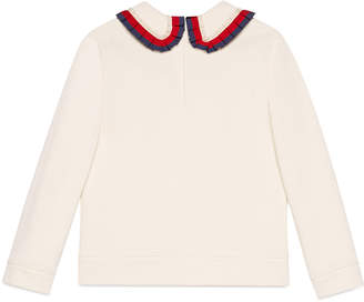 Gucci Long-Sleeve Sylvie Web Trim Sweatshirt, Size 4-12
