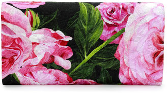Dolce & Gabbana Small Jeweled Rose Brocade Evening Chain Shoulder Bag, Black/Pink/Green