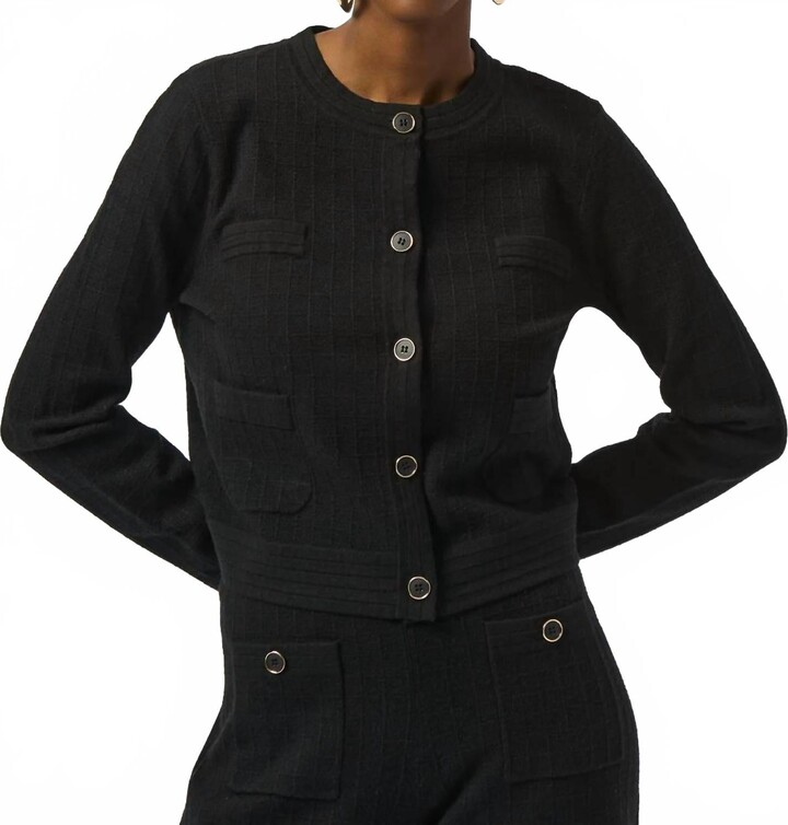 Joseph Ribkoff Crew Neck Button Front Jacket In Black