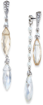 c.A.K.e. by Ali Khan Silver-Tone Imitation Pearl and Faceted Bead Long Front-Back Earrings