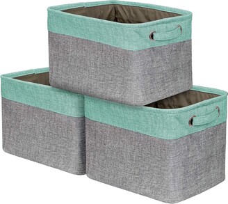 Sorbus Teal Twill Storage Basket - Set of 3