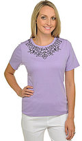 Thumbnail for your product : Allison Daley Petites Floral-Neck Top