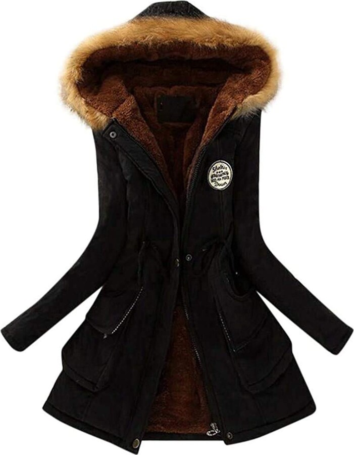Layan B Womens Hooded Coat Plain, Ladies Fur Lined Hooded Coat Uk