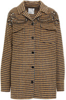 Thumbnail for your product : Sandro Brodan Embellished Checked Wool-blend Felt Jacket