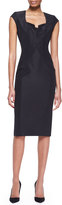 Thumbnail for your product : Zac Posen Cap-Sleeve Silk Faille Dress, Black