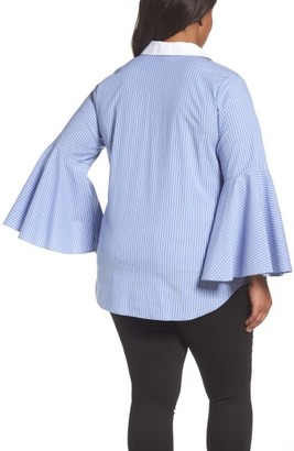 Vince Camuto Plus Size Women's Bell Sleeve Cotton Shirt