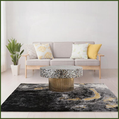 Latitude Run Modern Contemporary Coffee Table with Mother of Pearl Top & Stainless Steel Base for Living Room Luxurious & Durable