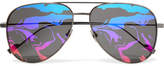 Thumbnail for your product : Saint Laurent Aviator-style Titanium Mirrored Sunglasses