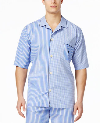 Polo Ralph Lauren Men's Blue Stripe and Plaid Woven Pajama Top