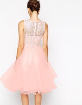 Thumbnail for your product : Chi Chi London Applique Bust Midi Debutante Prom Dress With Tulle Skirt