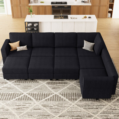 Everly Quinn Nairoby Corduroy Large L Shaped Sofa Modular Sectional Sofa Storage Couch Convertible Soft Cushioned Sofa Bed Sleeper For Livingroom