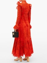 Thumbnail for your product : Zimmermann Brightside Palm Openwork-lace Silk-organza Dress - Orange