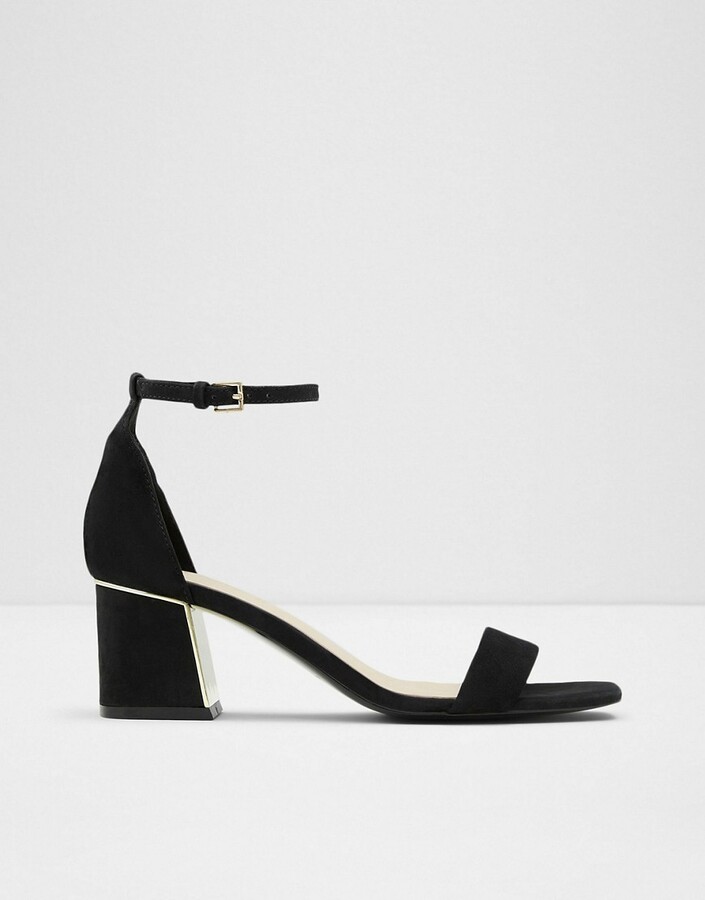 aldo black strap heels