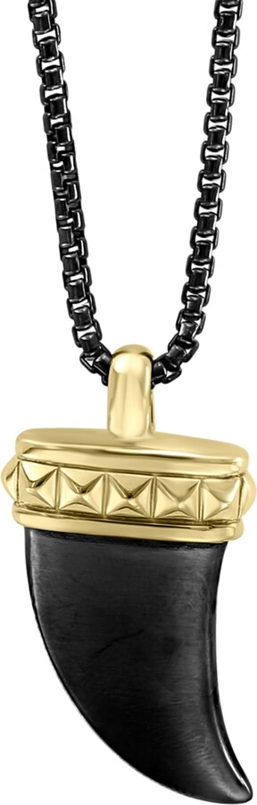 Effy Men's Claw 22" Pendant Necklace in Black Rhodium and 18k Gold-Plated Sterling Silver