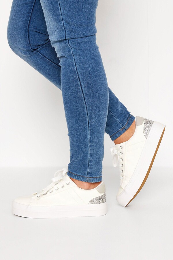 Yours Wide Fit Glitter Trainers - ShopStyle