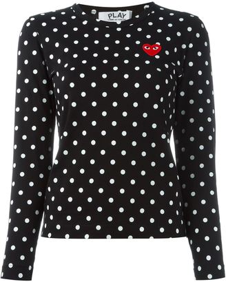 Comme des Garcons Play embroidered heart polka dot T-shirt