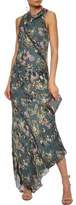 Thumbnail for your product : Haute Hippie Cecilia Asymmetric Chain-Embellished Floral-Print Silk Maxi Dress