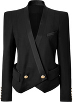 Thumbnail for your product : Balmain Wool Bold Shoulder Blazer in Black