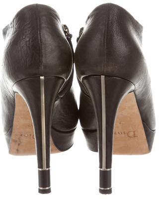 Christian Dior Leather Round-Toe Booties