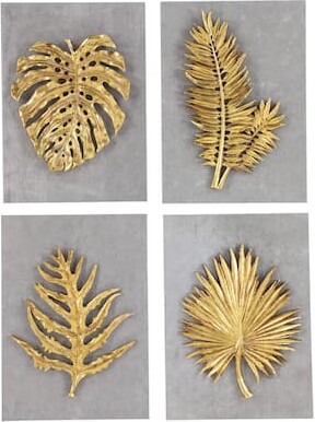 Gold Concrete Modern Floral Wall Décor Set By Ivory And Iris