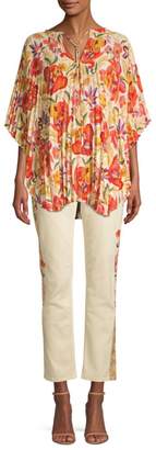 Etro Floral Pleated Poncho Top