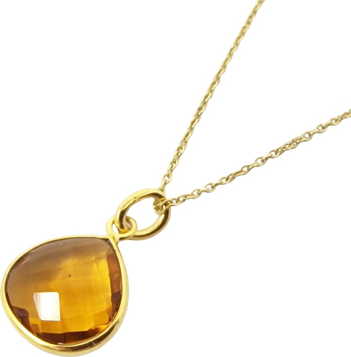 Harfi Orange Gold Plated Citrine November Birthstone Necklace