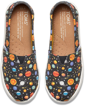 Toms Glow In The Dark Planets Youth Classics Slip-On Shoes - Size 6